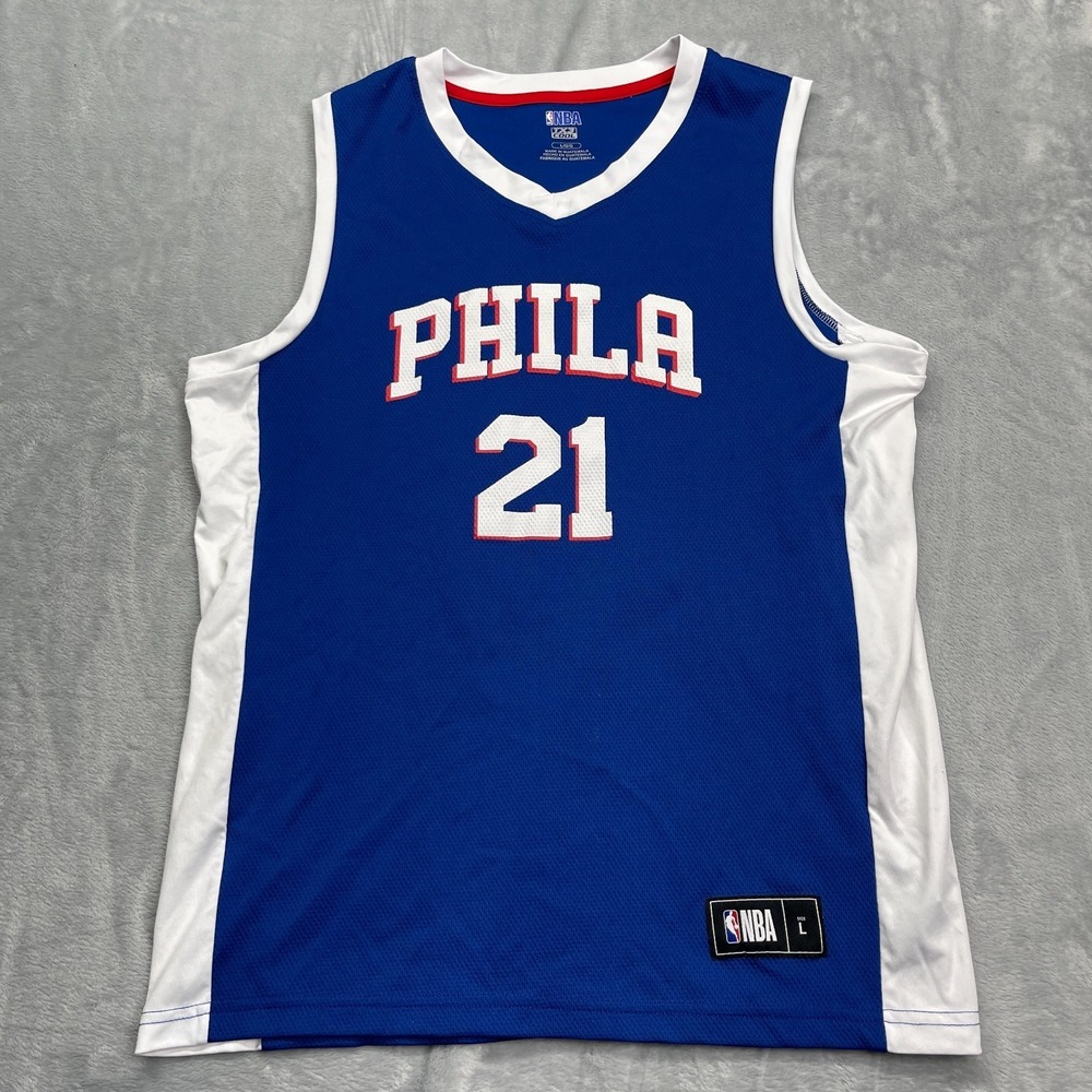 Philadelphia 76ers Joel Embiid #21 NBA TX3 Cool Basketball Jersey Blue Mens L